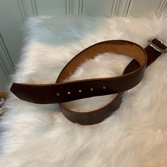 By Zero brown leather belt geometric silver buckle - Picture 5 of 9